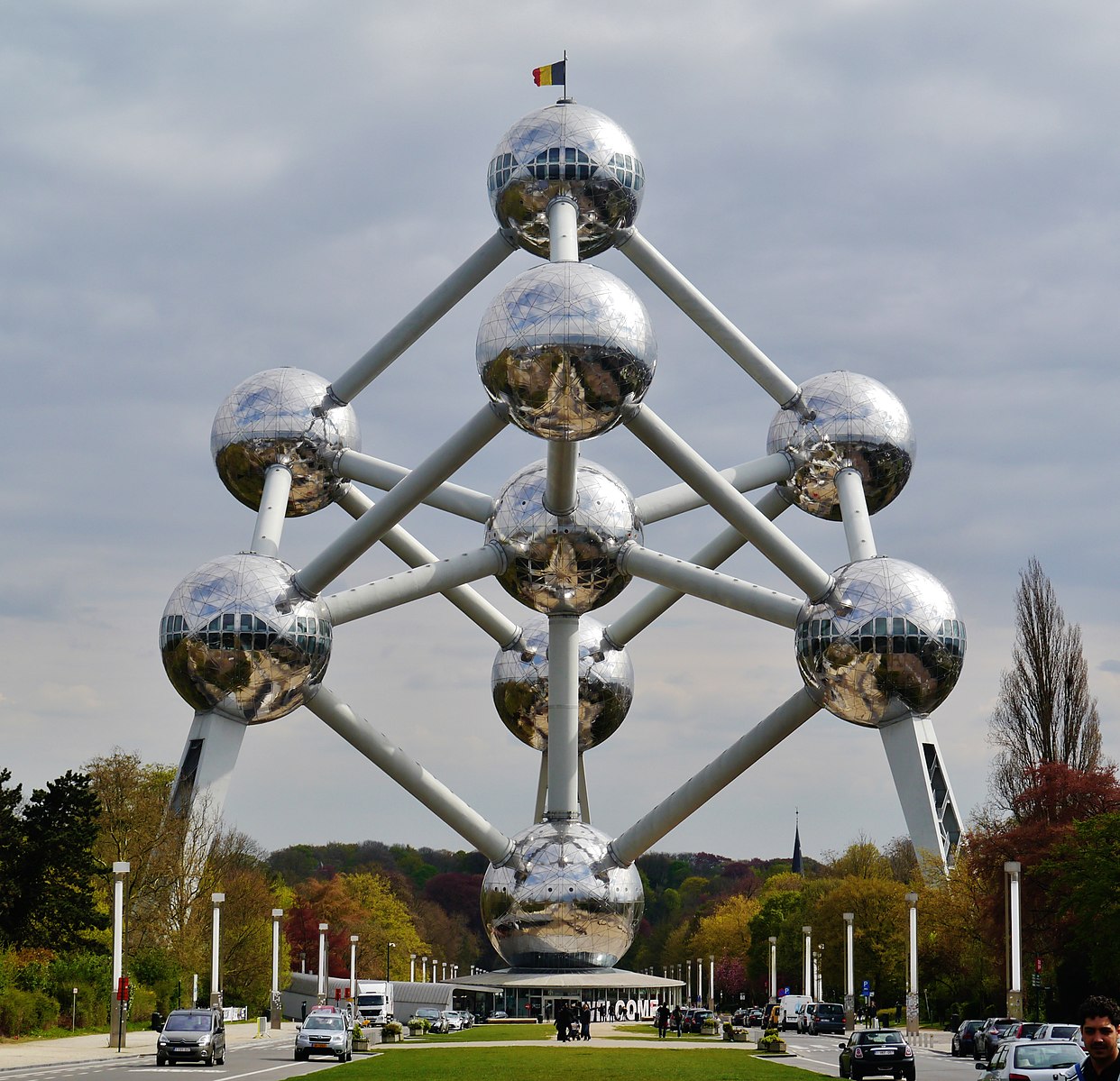 The Atomium, a structure of connected metal spheres