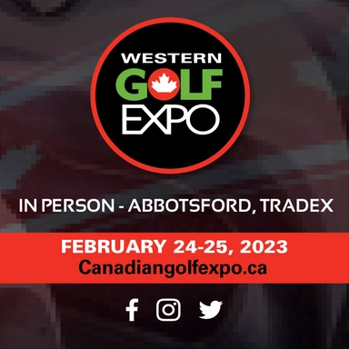 Western Golf Expo poster advertising February 24–25, 2023 in Abbotsford
