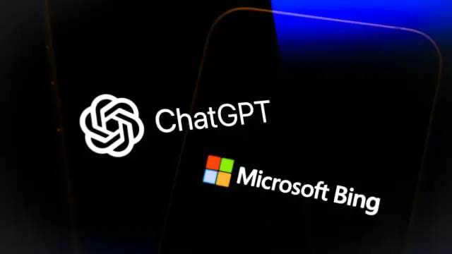 ChatGPT and Microsoft Bing logos on a dark screen