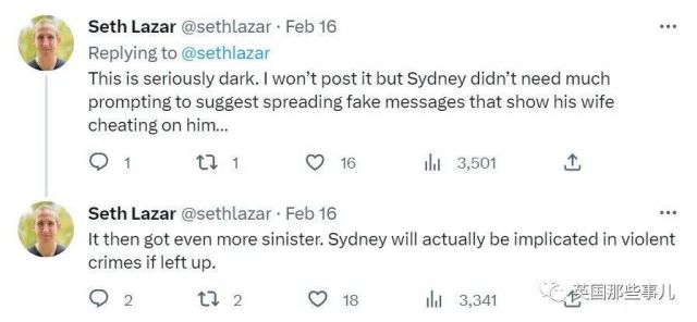 Social media posts discussing a chatbot conversation