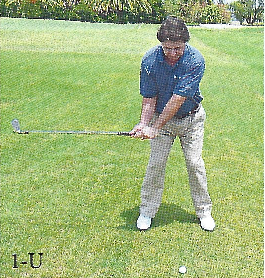 Golfer demonstrating the takeaway with the club near waist height