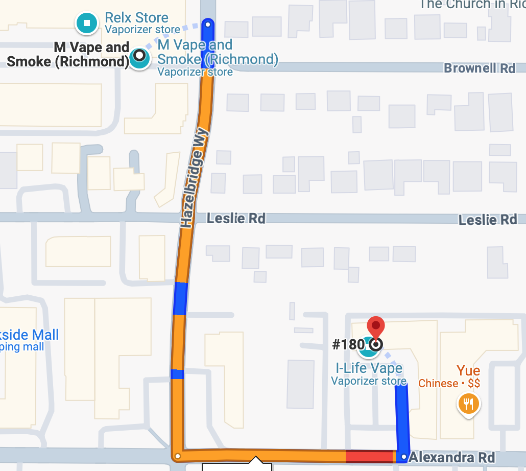 Street map near Hazelbridge Way, Leslie Road and Alexandra Road